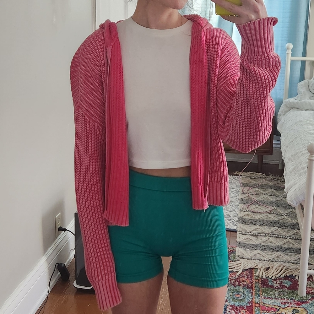 Pink Aerie Zip Up Sweater sweatshirt